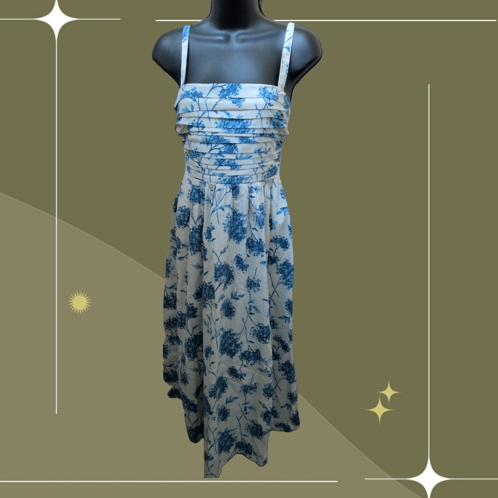 ✨ Nwt Emerson Poplin Wide Strap Midi Dress Size Extra Small In Cornflower Blue